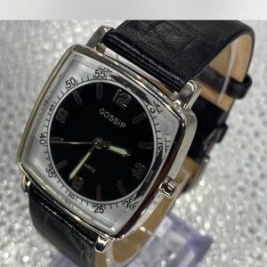 Gossip *** Ladies ^^^ Black Leather Strap Quartz Watch ***